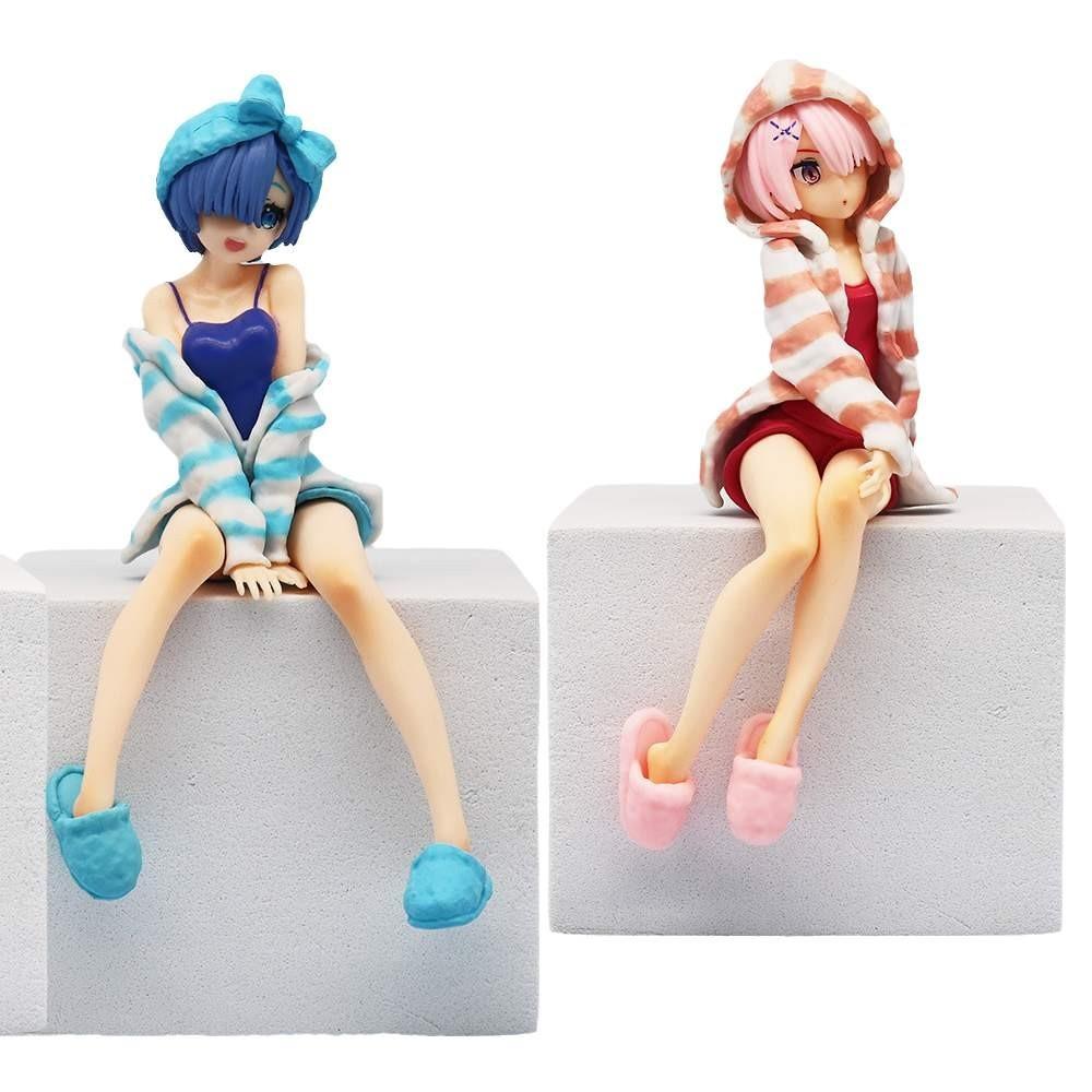 Rem Ram Pvc Figure 14cm Anime Collectible Cartoon Home Wear Decoration