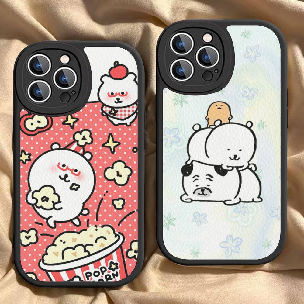 Cute Joke Bear Leather Phone Case For IPhone 16 16e 15 14 13 12 11 Pro Max Plus Mini Cover