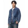 Men's American Heavyweight Raw Edge Washed Denim Jacket - Retro Workwear Style, Loose Fit