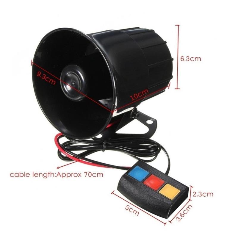 110dB 12V Auto Motorrad 3 Sounds Sirene Horn Alarm Lautsprecher Elektronische Glocke Auto Elektrische Geräte Drei-ton alarm