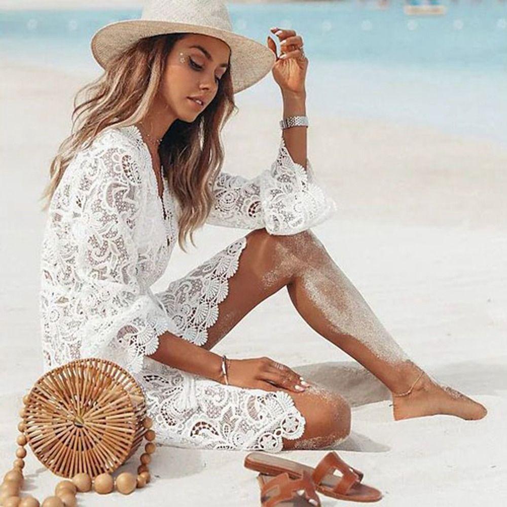 Lace Bikini Cover Up Polyester Beach Skirt New Swimwear Dress Beach