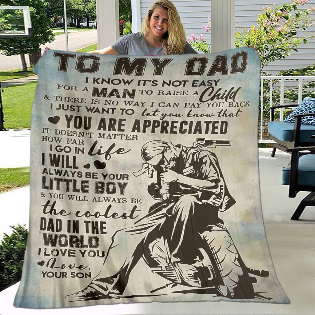 To My Father Dad Letter Gift Series Blanket,Soft Throw Blanket for Home Bedroom Bed Sofa Picnic Travel Office Cover Blanket Kids