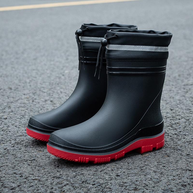 New short tube waterproof shoes men's rain shoes Korean version fashionable wear-resistant kitchen work non-slip rain boots