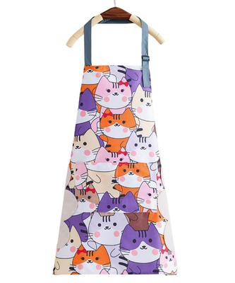 [RIKIZ] Niedliche Katze Druck Schürze, Wasserdicht, Ölfest, Wasserabweisend, mit Taschen, Perfekt zum Kochen, für die Kinderbetreuung und Erwachsene, Nordischer Stil, DIY,