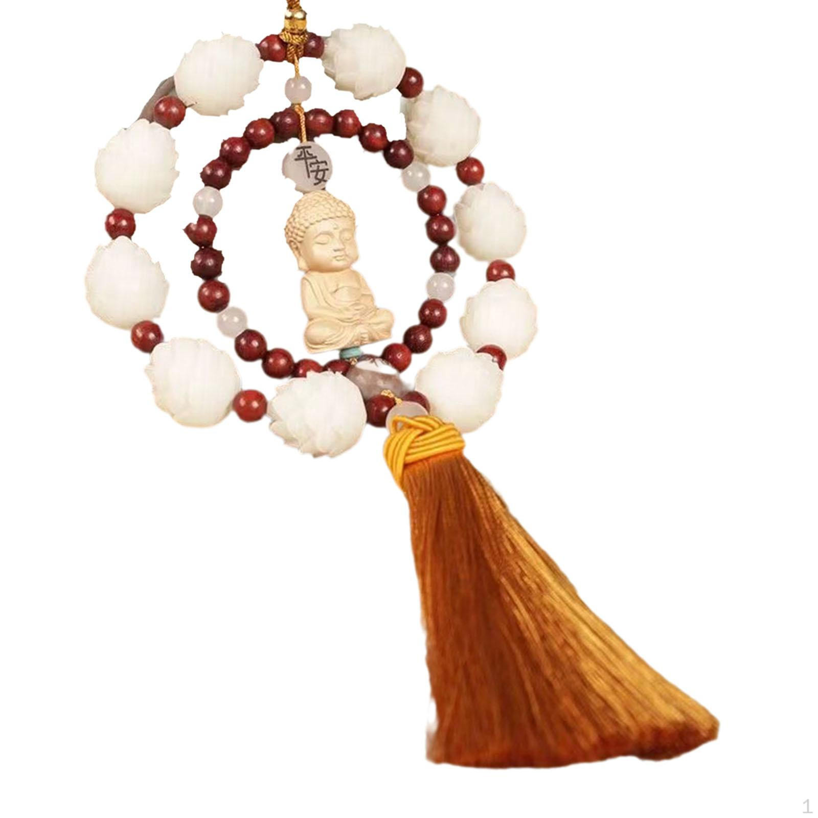 

Деревянная статуя Будды, подвеска для автомобиля с кисточкой, орнамент фэн-шуй, принадлежности для рукоделия, декоративные 21,6 дюйма Yellow Tassels