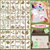 15/30 PCS Plant  Flower Painting Template Hollow Reusable Art Template Spray Mold DIY Graffiti Drawing Stencils