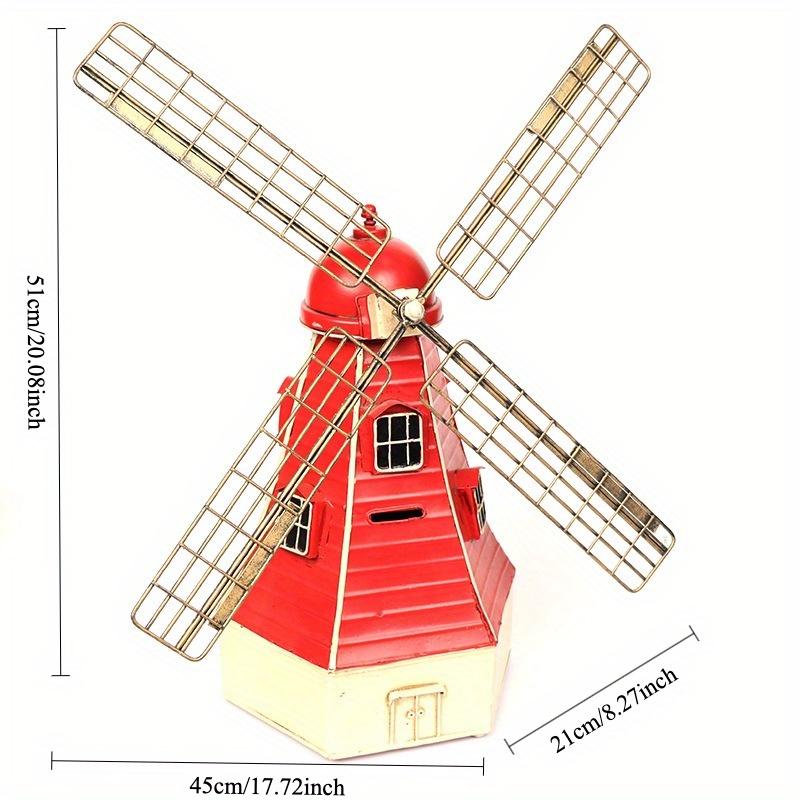 Vintage Windmill Model Metal Art Crafts Creative Piggy Bank Home Living Room Bar Window Cabinet Decorations, Birthday Valentine'S Day Gift,