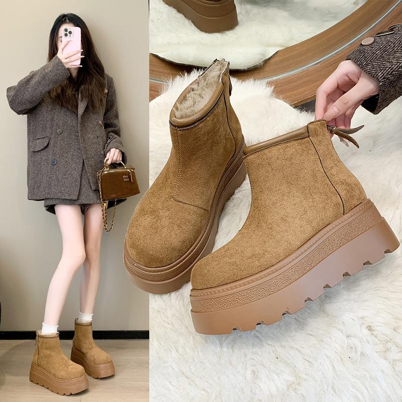 Women's soft elastic winter warm cold padded snow boots thick-soled non-slip wear-resistant outdoor leisure sports Martin cotton boots