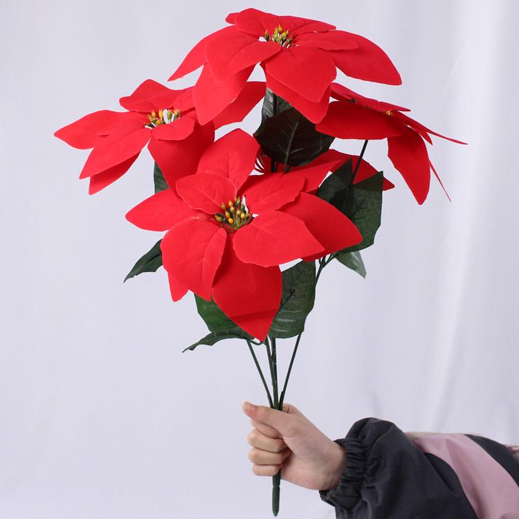 

Velvet Poinsettia 7-Stem Christmas Silk Flower Arrangement