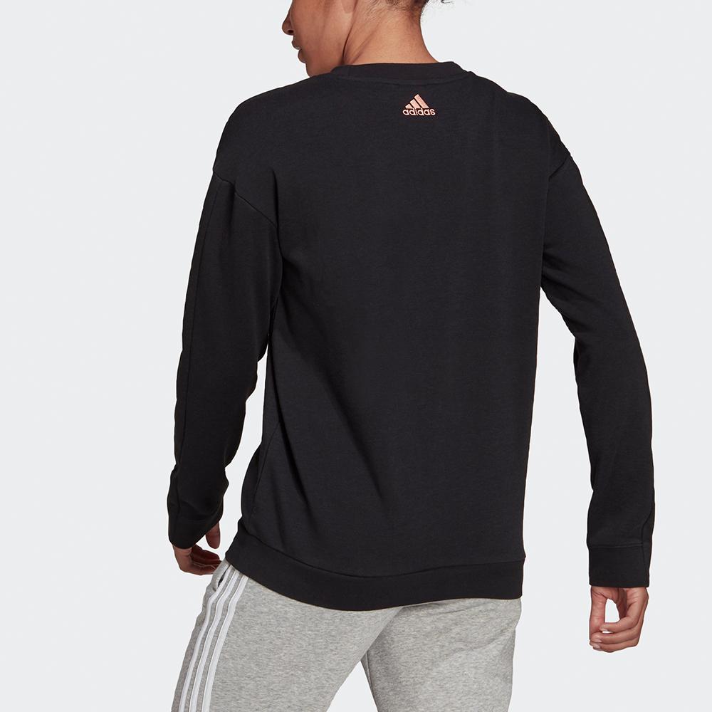 adidas Big Logo Print Sweatshirt Women Tops Black HB5105