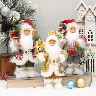 12 Inch Standing Santa Claus Decor Figure Christmas Home Tabletop Display Holiday Party Decoration