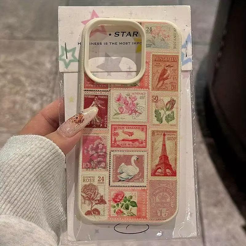 Vibrant Retro Stamp Lichee Design Phone Case For iPhone 17 Air 16 e 15 14 13 12 11 Pro Max Plus SE Soft Shockproof Cover