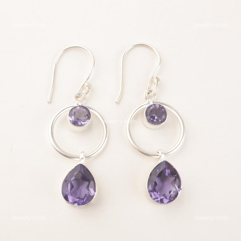 Iolite Gemstone 925 Silver Engagement Wife Gift Dangle Hook New Earrings Jewelry EE-140-1