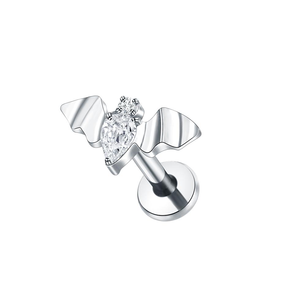 1PC Butterfly Bee Labret Piercings Cluster Crystal Tragus Earring Flat Cartilage Helix Stud Earrings Zircon Lip Piercing Jewelry