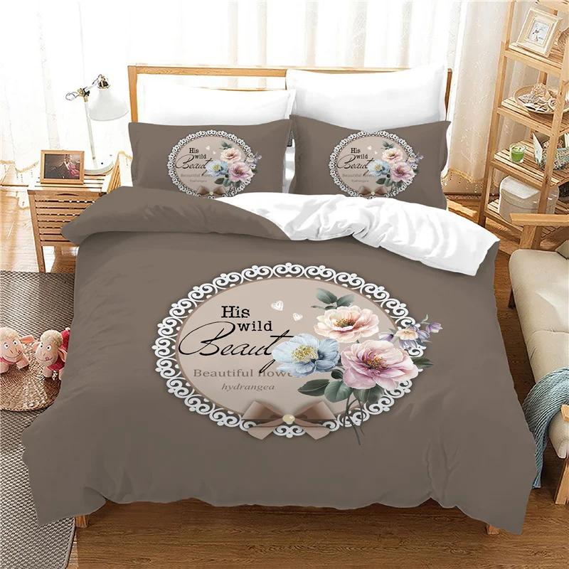Print Bedroom Set Bedding Jacquard Bed Linens Hd Flowers Bed Cover Sets With Pillowcases 228x228 EU,AU ,US Size Duvet Cover Set