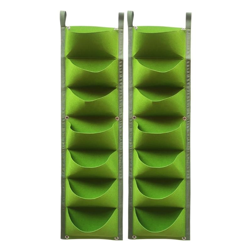 

Pack Of 2 Wall Mounted Planter Grow Bags With 7 Pockets Vertical Hanging Garden Bags For Indoor Outdoor Planting Use зелёный