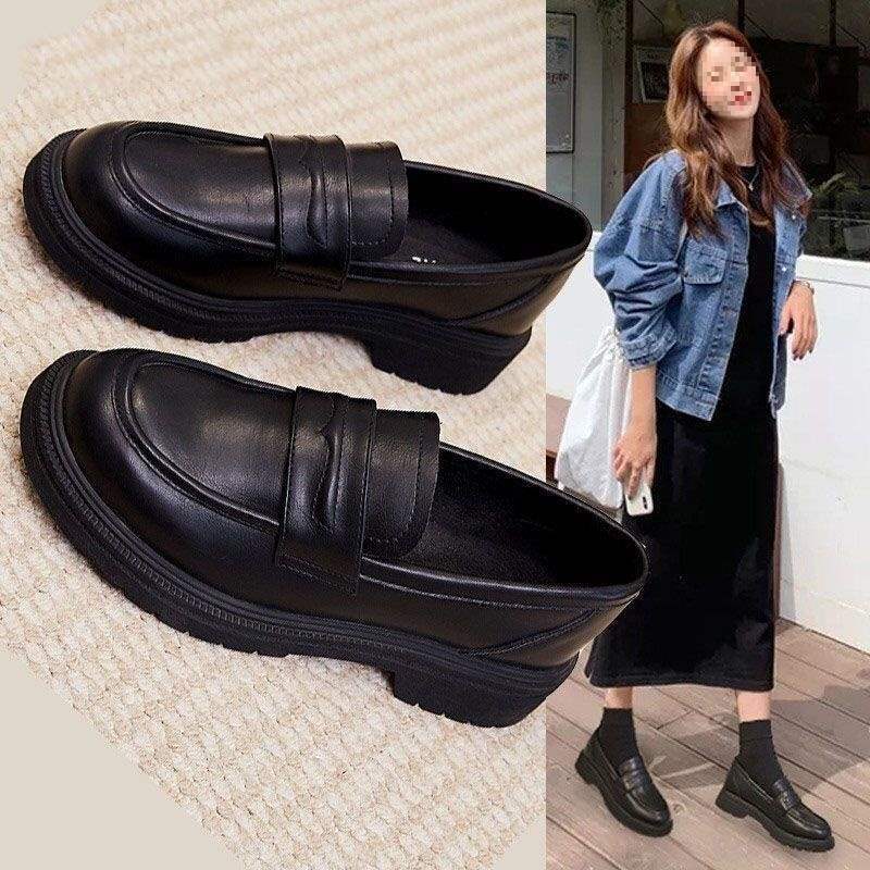 PLOVER damesschoenen 2025 nieuw Koreaanse versie veelzijdige platform loafers Britse stijl student kleine leren schoenen dames