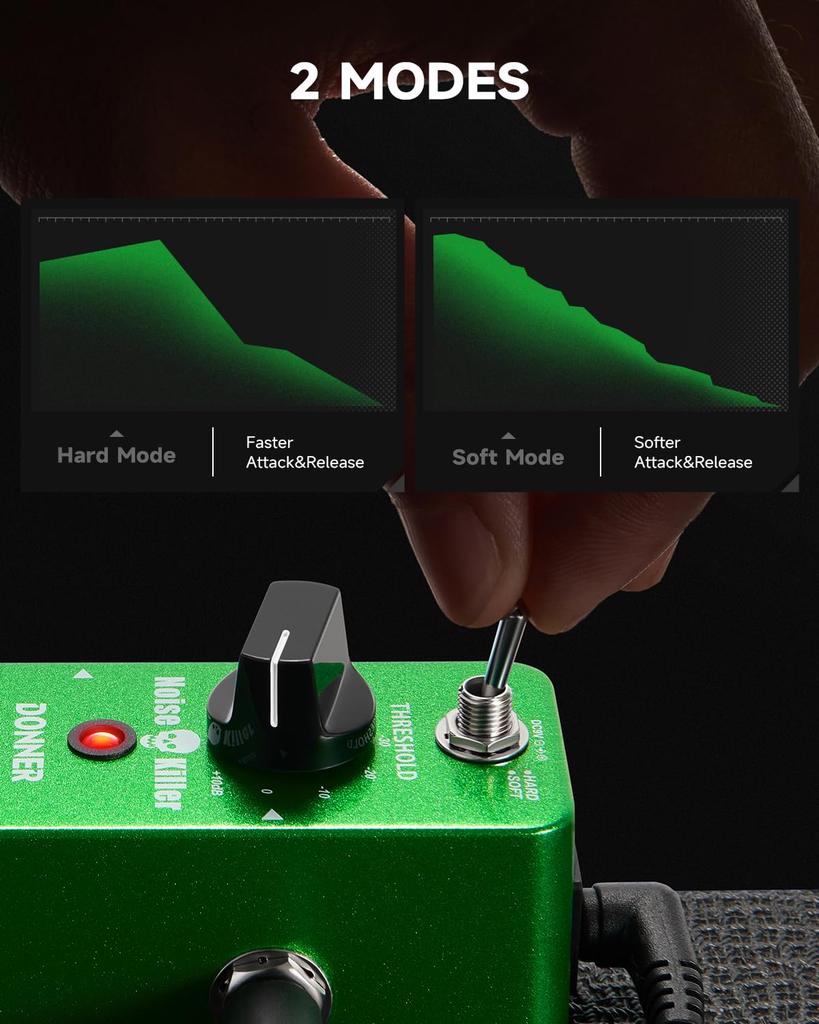 Kytarový pedál Donner Noise Gate Effector, 2 režimy Noise Killer (Hluková brána)