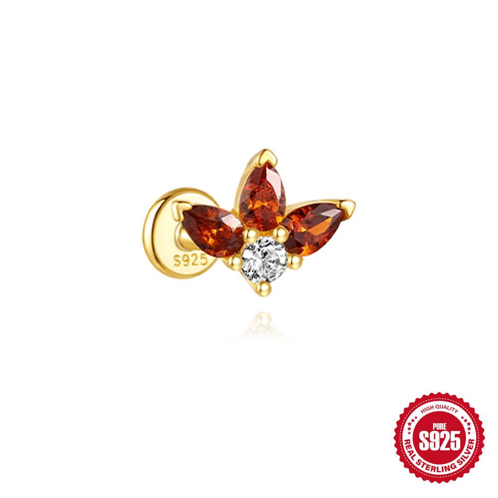 Décoration Trémelle S925 Boucles d'oreilles à tige piercing à fond plat en argent sterling simple tempérament pour femmes avec petits zircons Boucles d'oreilles tempérament pendant