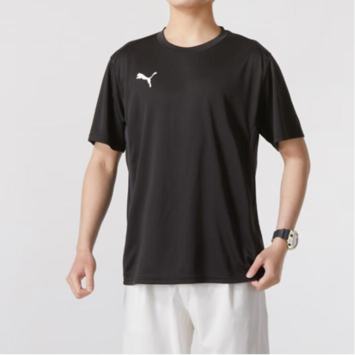 Puma Solid Color Casual Breathable Fitness Sports Training Outdoor Fashion Comfortable Crew Neck Short Sleeve T-Shirt Men Tops Black 658636-03