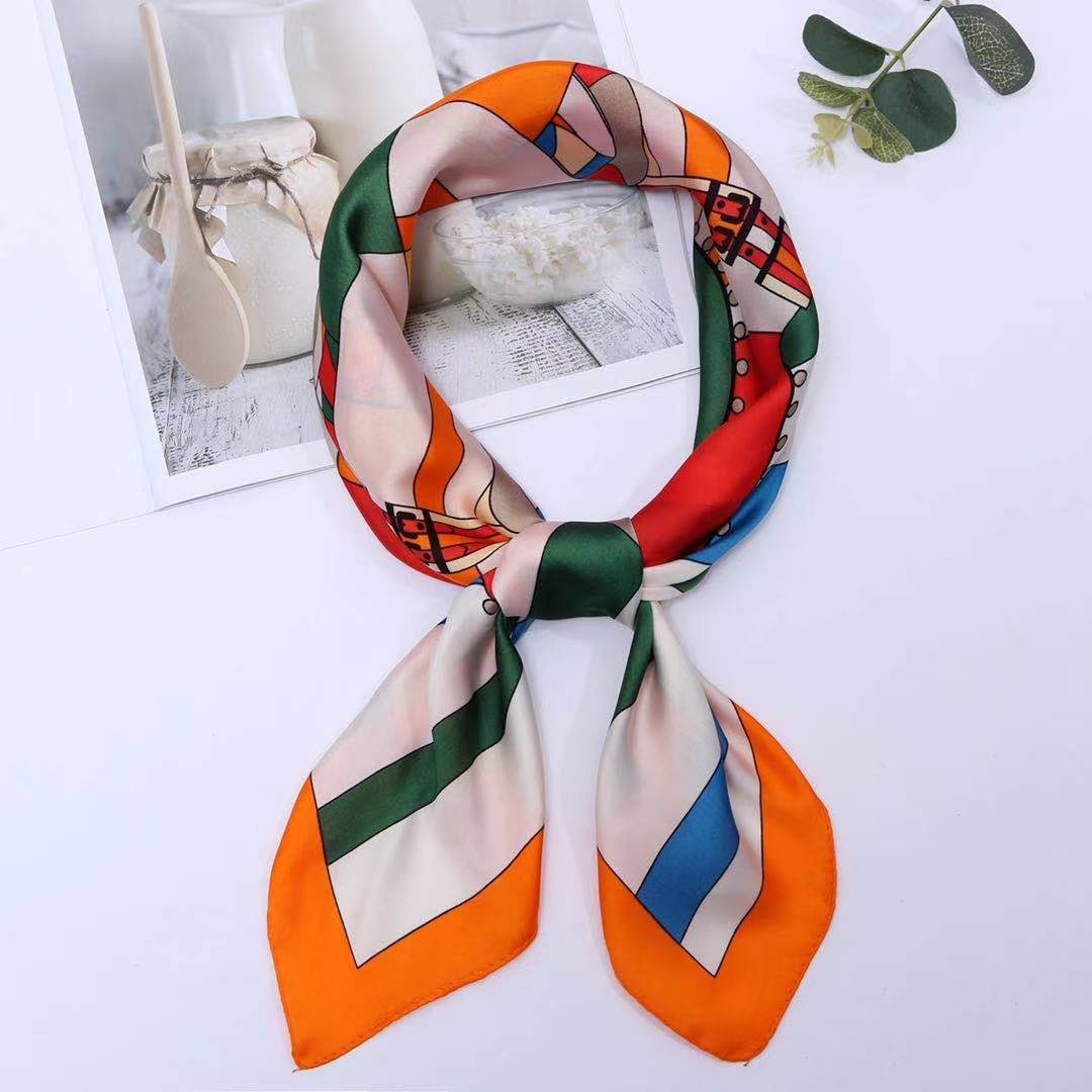 Silk Scarf Custom Luxury Satin Two-Side Pure Digital Printing Square Silk Scarf