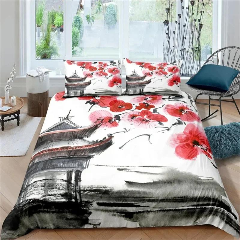 

3D Print Cherry Blossom Flower Bedding Set Boys Girls Twin Queen King Size Duvet Cover Pillowcase Bed Boys Teen Adults 2/3pcs EU single(135x200cm)