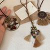 Quasten Lange Pulloverkette Holz Böhmischer Stil Halskette Süße Ethnische Stil Halskette Mädchen Geschenke