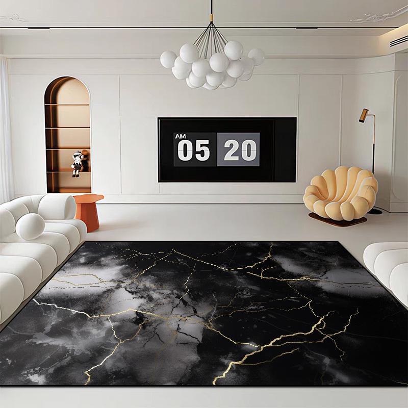 Black Luxury Style Carpets for Living Room Lounge Coffee Tables Washable Mat Modern Home Decor Large Area Soft Rugs Customizable
