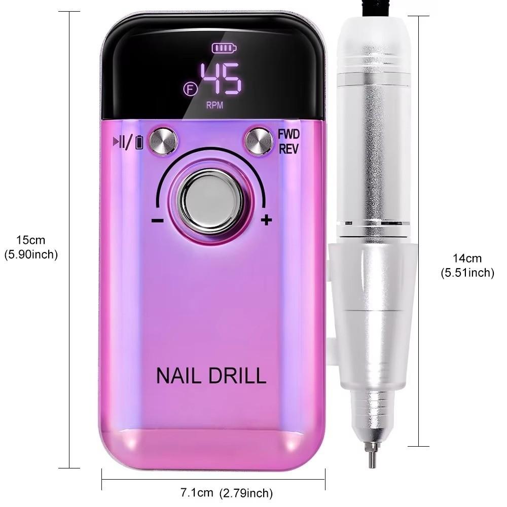 New Professional Electric Nail Drill Machine Portable Rechargeable Nail Sander File 45000RPM Low Noise Manicure Salon Tool