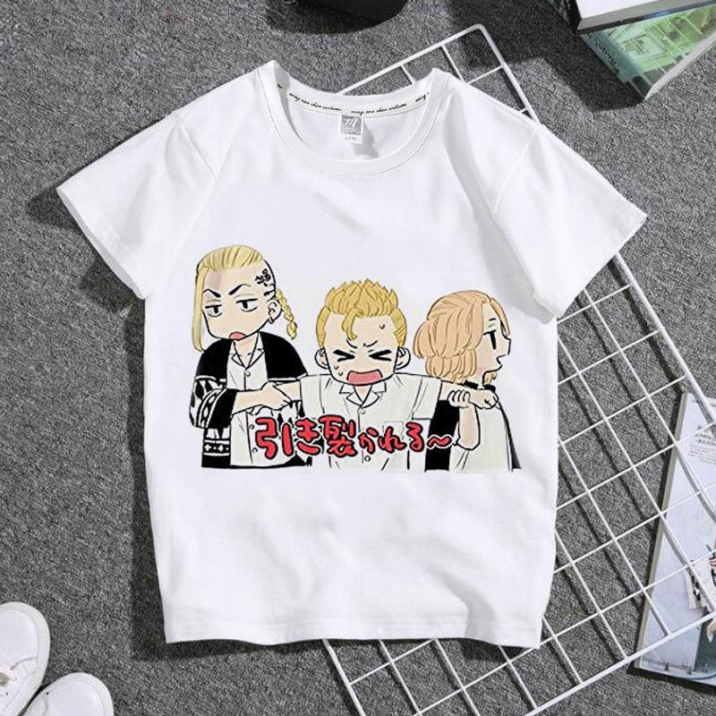 Cute Harajuku Anime Tokyo Revengers Print Children T-Shirt Summer Loose Short Sleeve White Women Tops Boy Girl Tees Men Blouses