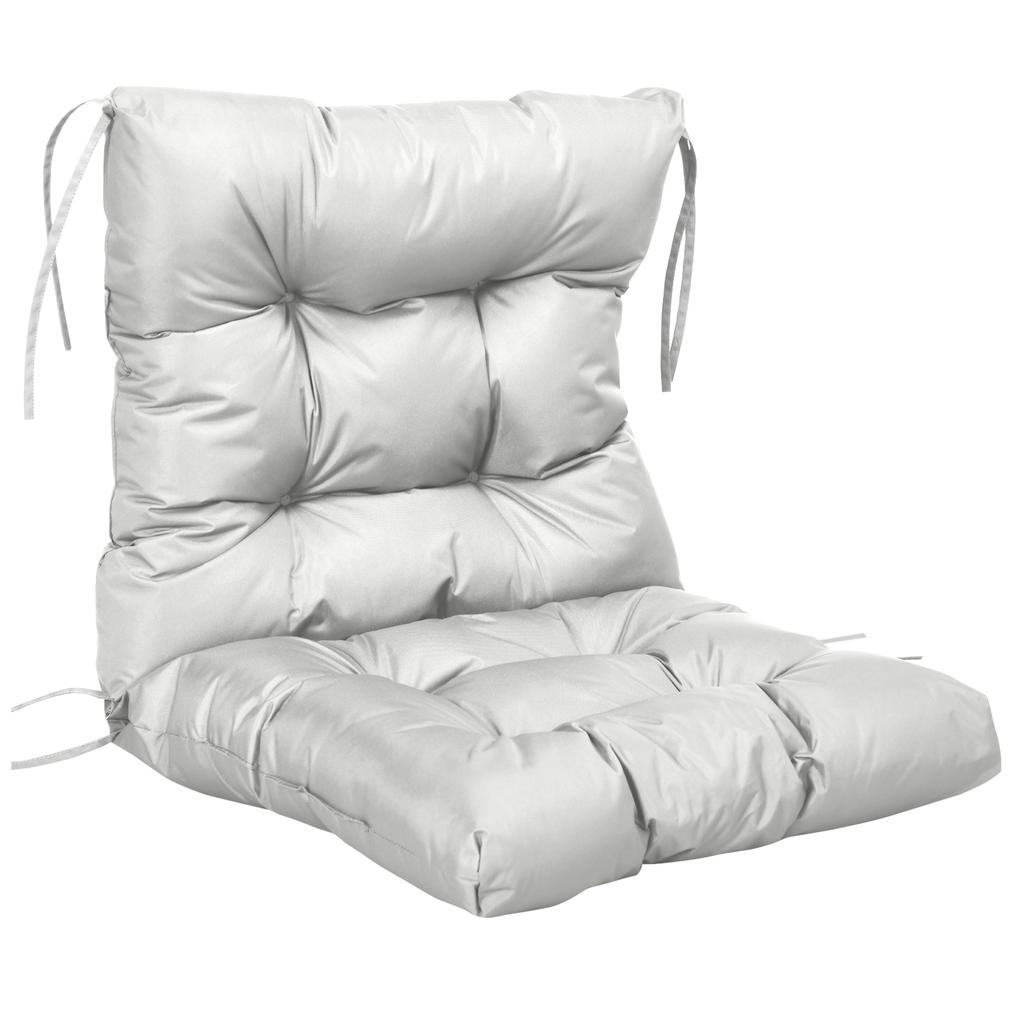 Garden Back Chair Cushion, Comfortable Patio Seat Cushion Pad with Backrest for Outdoor & Indoor Use, Light Grey