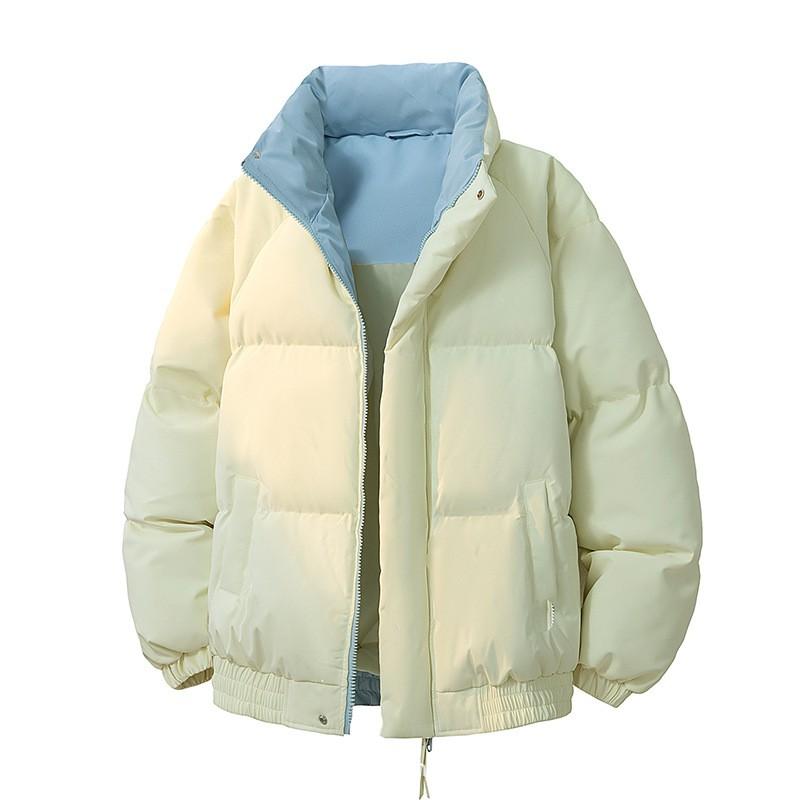 Mens Stand Collar Thick Cotton Padded Jacket Winter Warm Outerwear Loose Fit Youth Casual Wear