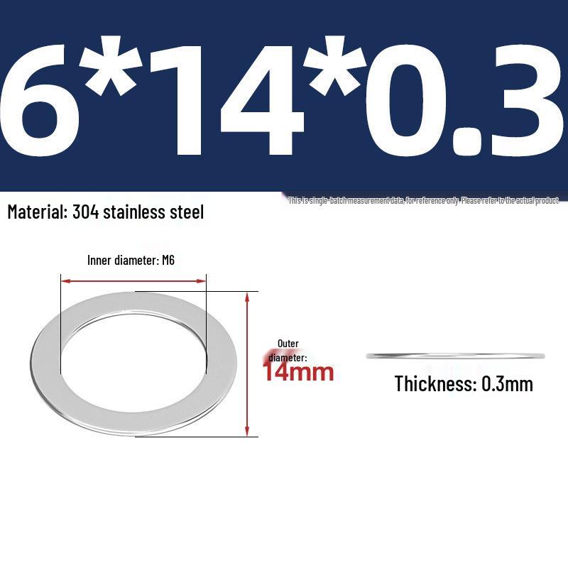 304 Stainless Steel Ultra-Thin Flat Washers - Available in Thickness: 0.1mm, 0.2mm, 0.3mm, 0.5mm