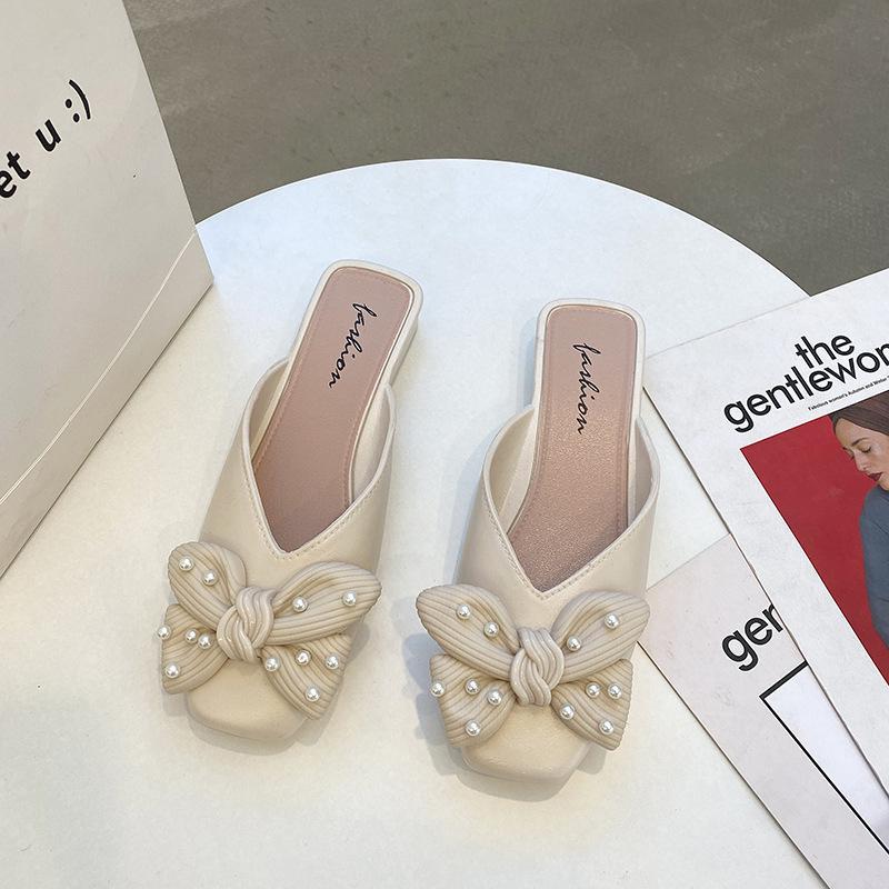 Damen Sommer Schleifenknoten Slipper - Trendige, lässige und bequeme Halbschuhe zum Ausgehen