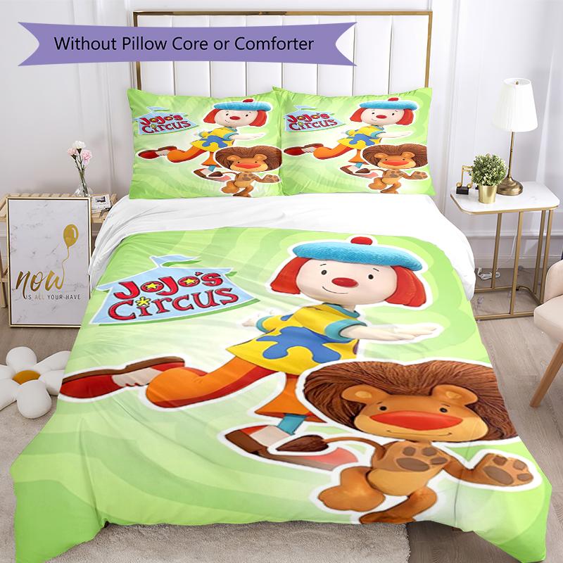 3pcs JoJo's Circus Bedding Set Duvet Cover Closure Includes 1 Duvet Cover & 2 Pillowcases, Soft and Comfortable for All Seasons.