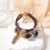 Exquisites Modedesign doppellagiger Legierungs-Zirkon-geometrischer Kugel-Blatt-Anhänger Damen-Freizeitarmband