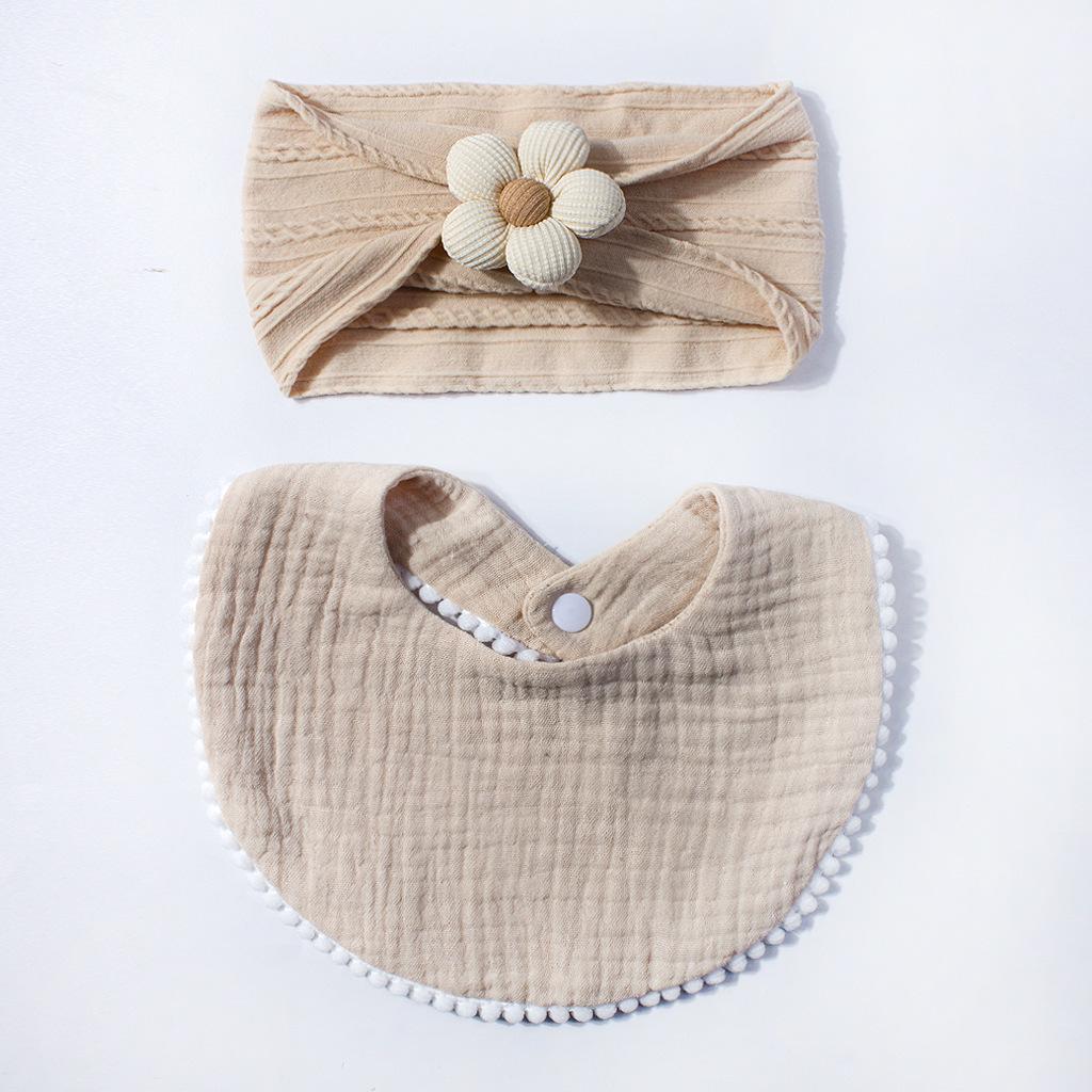 Baumwoll-Baby-Lätzchen und Stirnband-Set mit Gaze der Klasse A