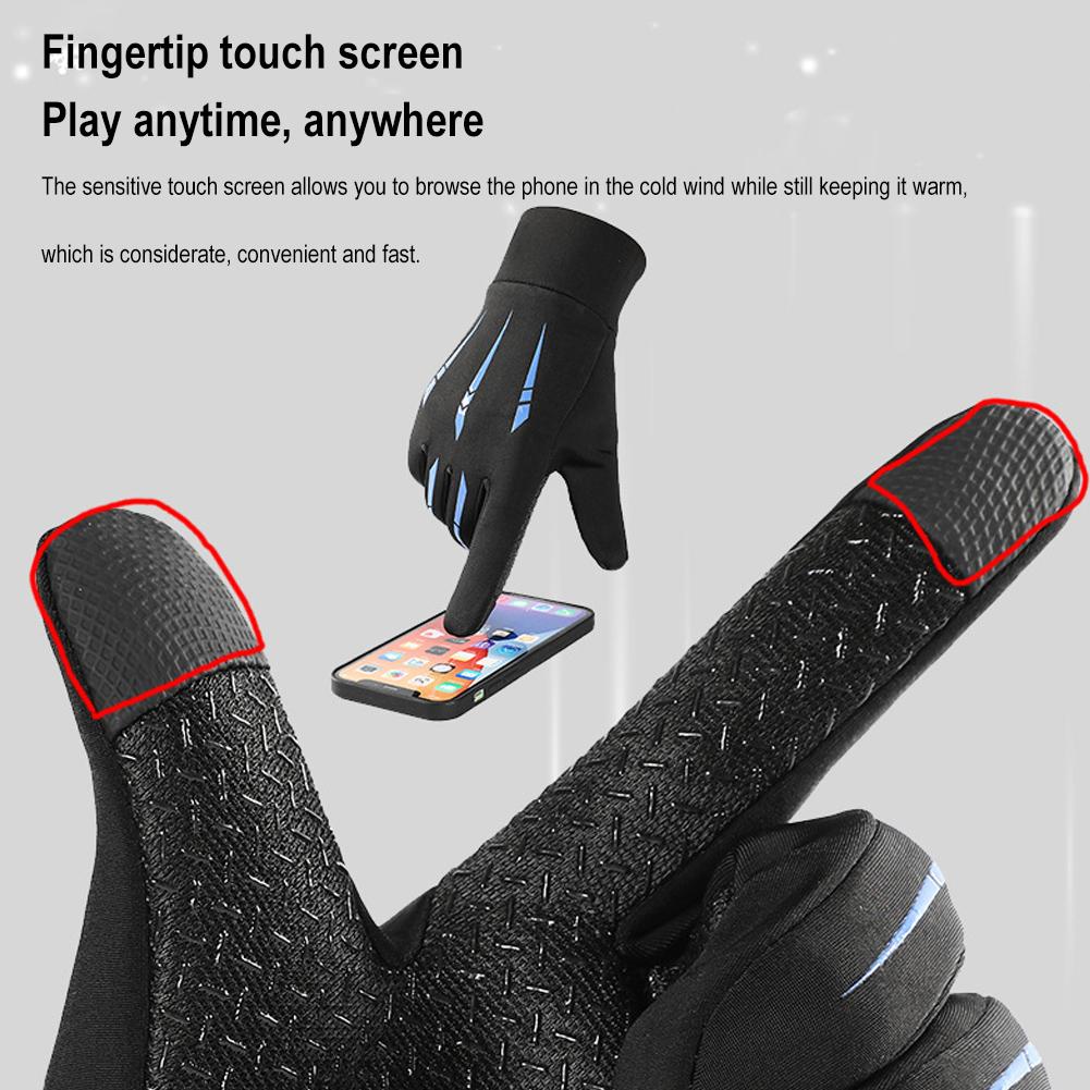 Winter Men's Cycling Gloves Plush Warm Windproof Touch Screen Non-slip Running Fitness Cycling Sports Warm Gloves