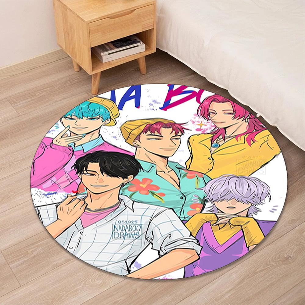 Saja Boys Printed Round Rug Carpet Chair Rug Area Rug Entryway Doormats,for Office Chair Living Room Bedroom Kitchen Room.