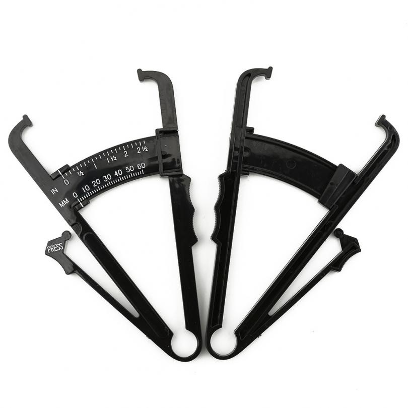 Black Plastic Handheld Body Fat Caliper  for Men / Women, Portable Body Fat Measuring Tape