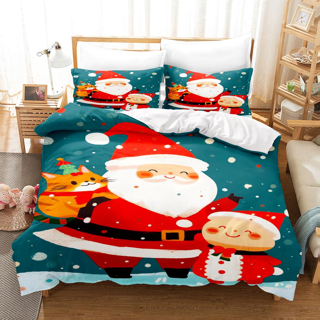 Christmas Bedding Set Duvet Cover Comforte 3D Children'S Cute Printed Cartoon 100% Polyester 3-Piece Set 1 Quilt Cover