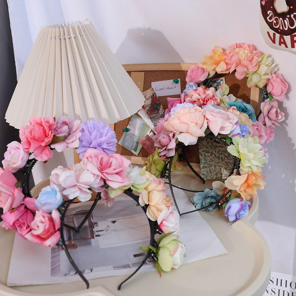 Hair Hoop Floral Garland Colorful Bridal Crown Exquisite Children Flower Headband Women