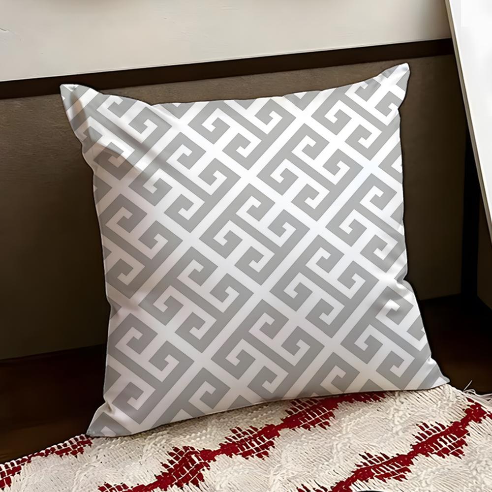 Zigzag Meander Pattern Cushion Cover Reversible Soft Durable Pillow Cover Home  Car MultiScene Use for Daily Comfort