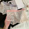 Boxer Underwear Elastic Mid-rise U-Convex Thin Perspective Shorts Briefs Leopard Print Sleeping Underwear Daily Wear