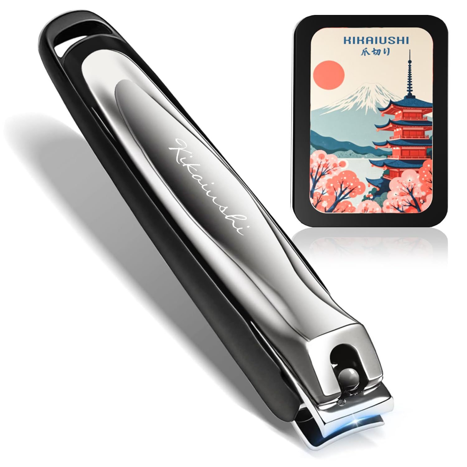 

KIKAIUSHI Nail Premium Stainless with a File and Perfect for Fingers and Curved Easy to Suitable for and Perfect Gift Japanese-Made Clippers, Steel, чорний