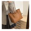 Solid Color Minimalist Large Capacity Tote Bag Soft Faux Leather Commuter Shoulder Handbag