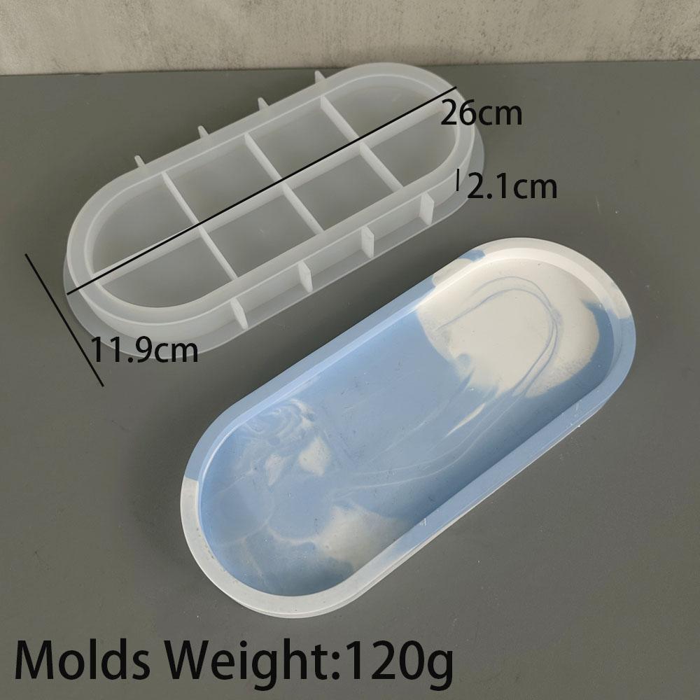 Silicone Gypsum Storage Tray Molds Oval Shape Jewelry Display Dish Concrete Cement Mold Handmade Resin Coaster Making Mould Tool