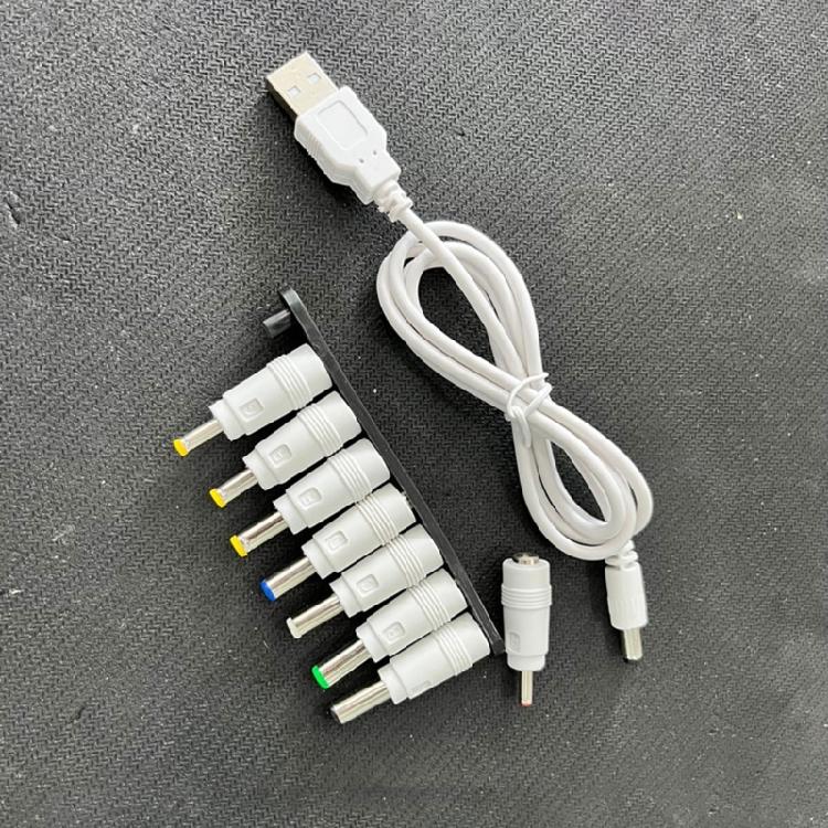 Flexible USB to DC5V Power Cord with 8 Interchangeable Connectors