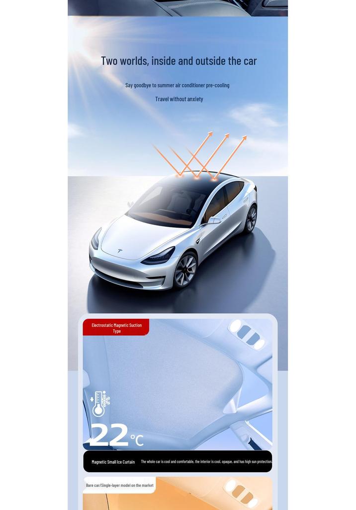 Compatible with Nio ET5t/EC7/EC6: Electrostatic Sunroof Sunshade for Interior Light Blocking and Sun Protection.