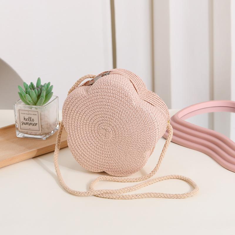 Yogodlns Women's Straw Shoulder Bags Beach Bag Coin Purse Kids Flower Woven Small Crossbody Bag